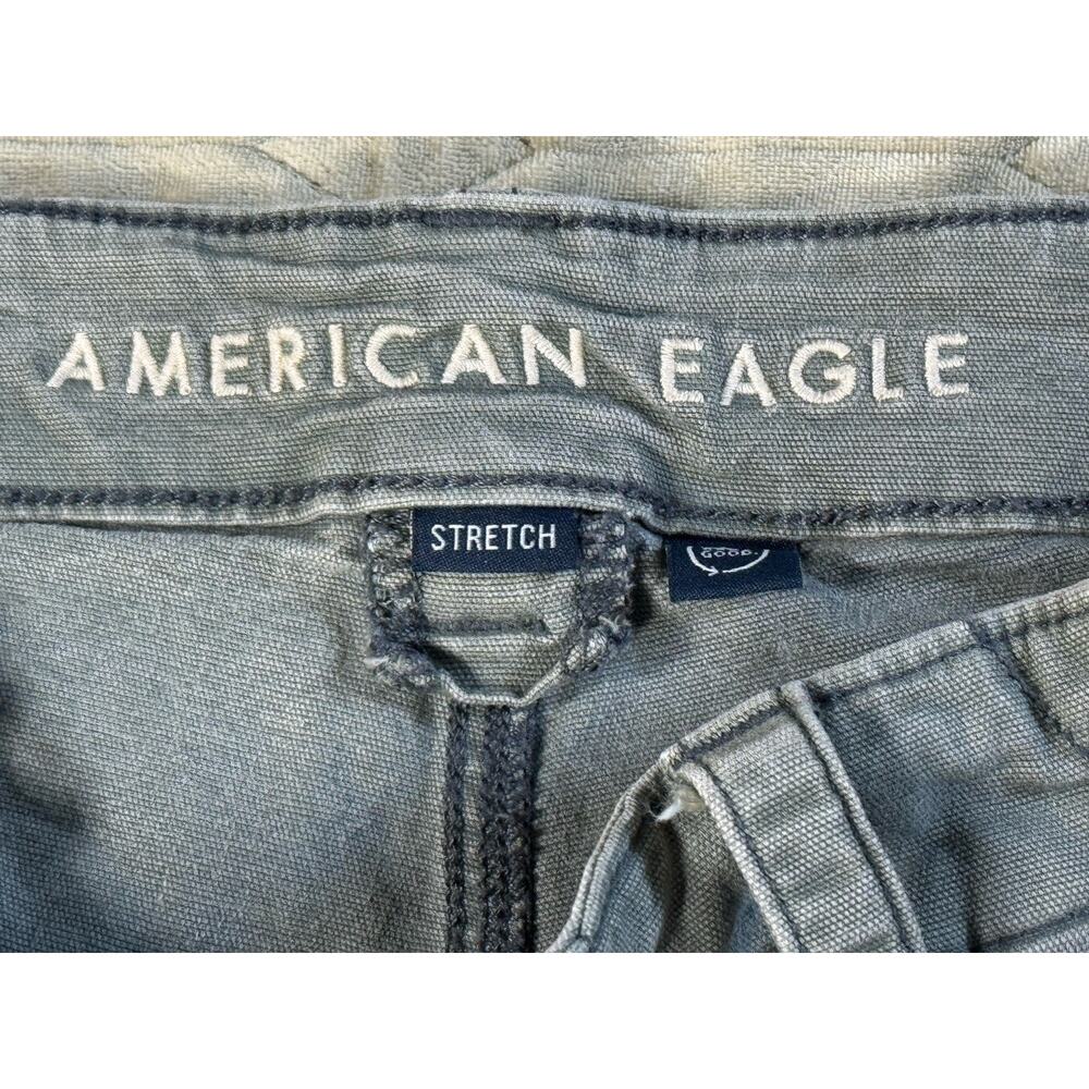 American Eagle Outfitters Women’s Gray Stretch Cargo Pants Regular Straight - Picture 2 of 11